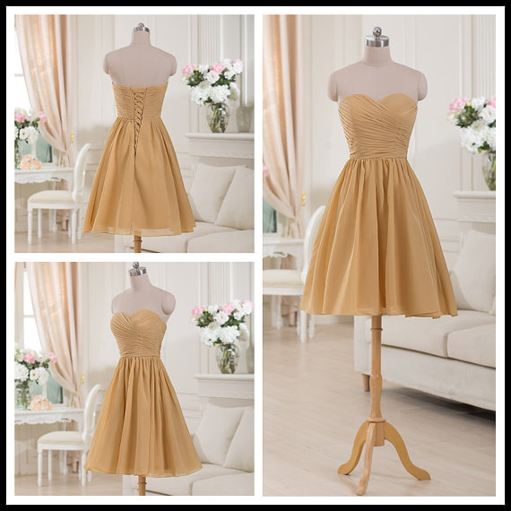 Sweetheart Champagne Short Prom Dress ,Champagne Bridesmaid Dress
